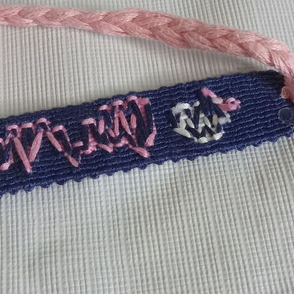 Handmade One Size Blue & Pink Adjustable Sliding Knot Cute Skull Design Bracelet - Picture 8 of 8